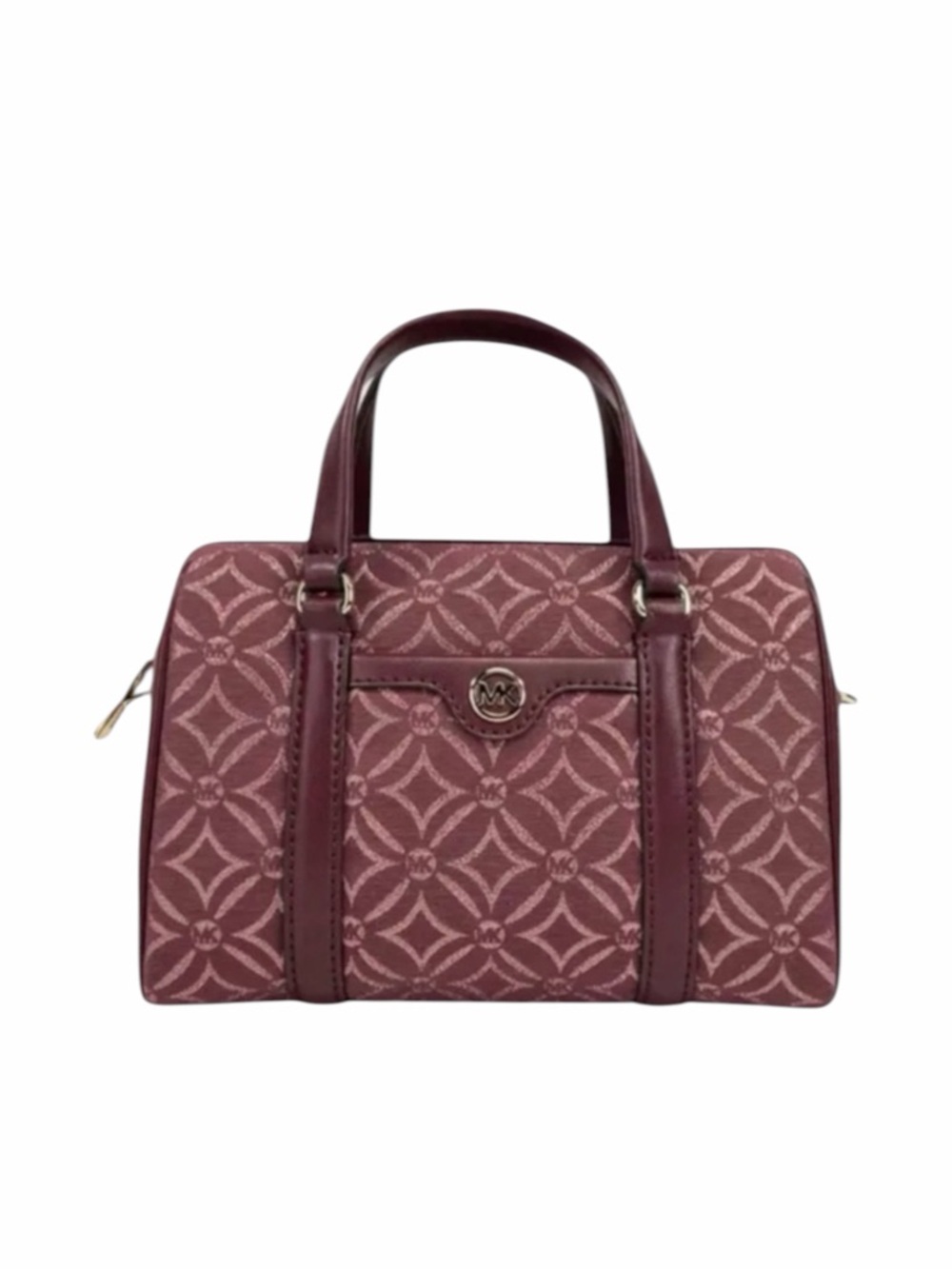 Michael Kors Travel Small Duffle Crossbody Bag In Oxblood Canvas & Leather NWT